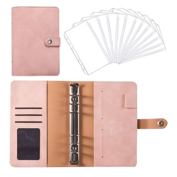 Agenda PU din piele ecologica, Enforose, Bean Paste Pink, inchidere magnetica, dimensiune 148x210mm