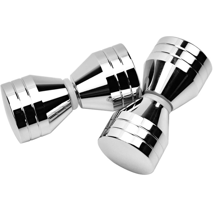 Set 2 manere usa dus, inox, cilindrice, 6 x 3 cm, argintiu