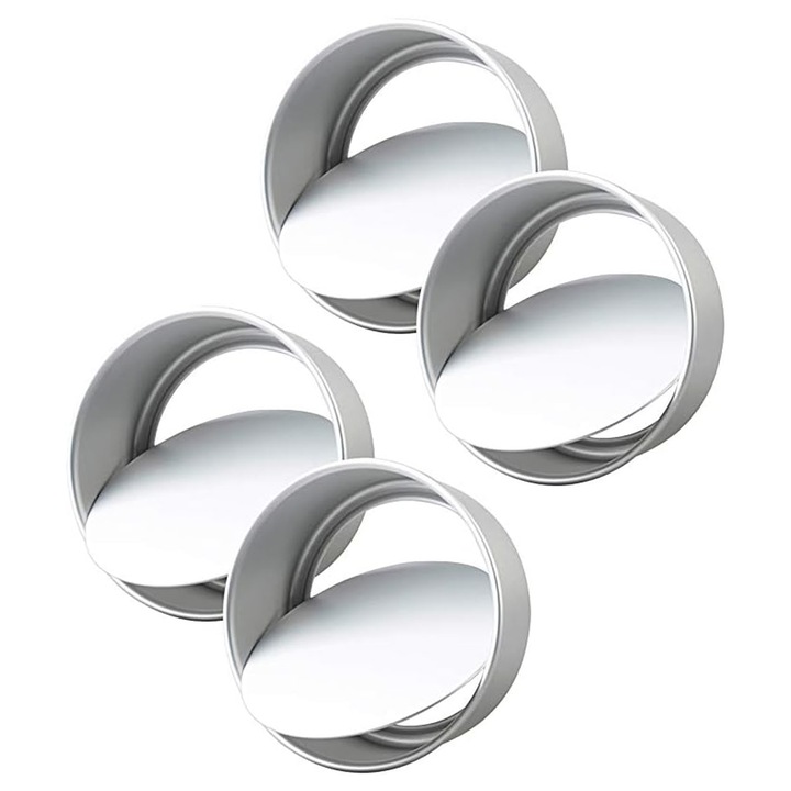 4 db tortaforma készlet, alumínium, kerek, kivehető aljú, 22,4 x 7,4 cm, fehér