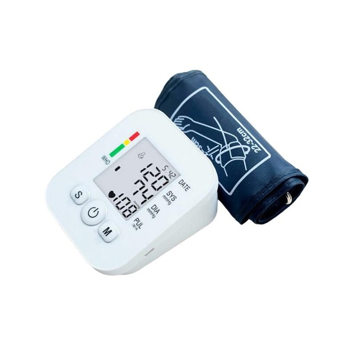 Tensiometru electronic, alb, cu senzor de control al temperaturii, uz casnic