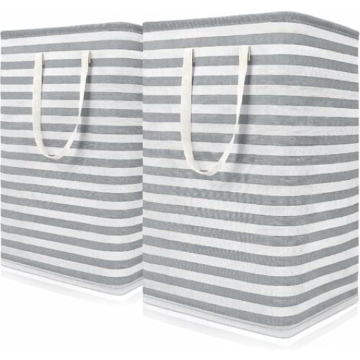 Set 2 Cosuri de Rufe, Impermeabile, Pliabile, 75L, Gri/Alb