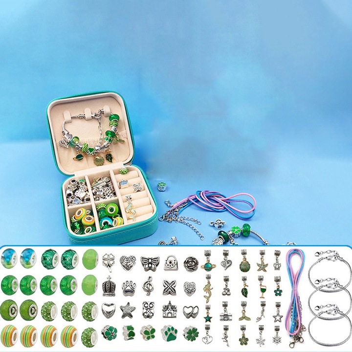 Set bratari artizanale, verde, rasina, aliaj de zinc, cupru, 0.26kg