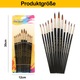 Set 9 pensule pentru pictura, sintetic, pentru acuarela, acrilic, ulei
