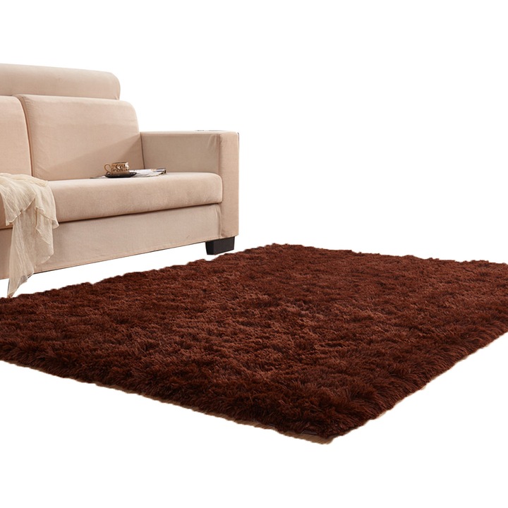 Килим TNEAYWHE, 100x100 см, висок косъм 4 см, удобна пяна, нехлъзгав, лесен за почистване