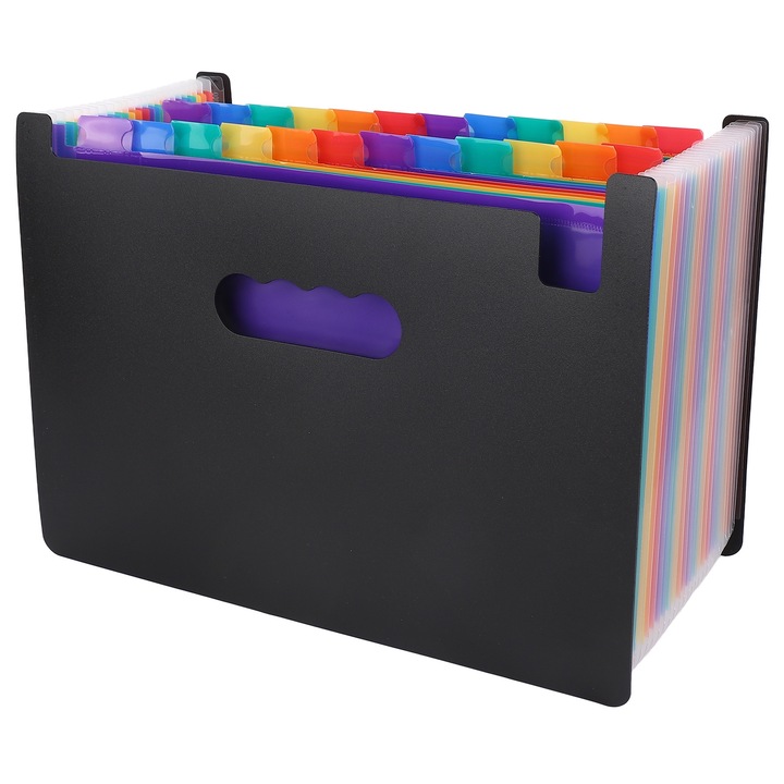 Dosar extensibil, 24 buzunare, organizator documente, multicolor