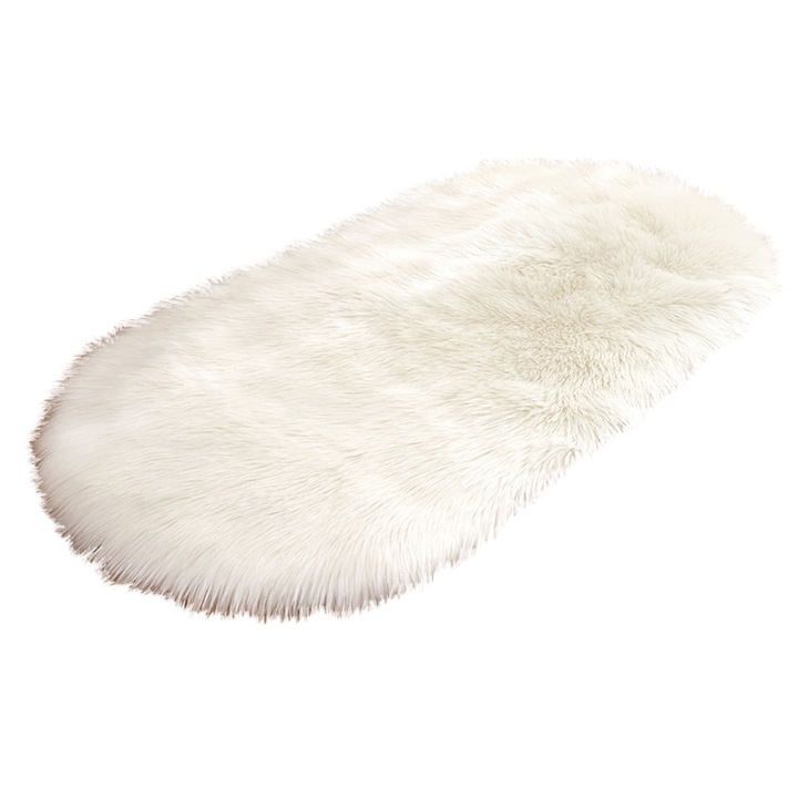 Műszőrme szőnyeg, poliészter, krém, 40x60 cm