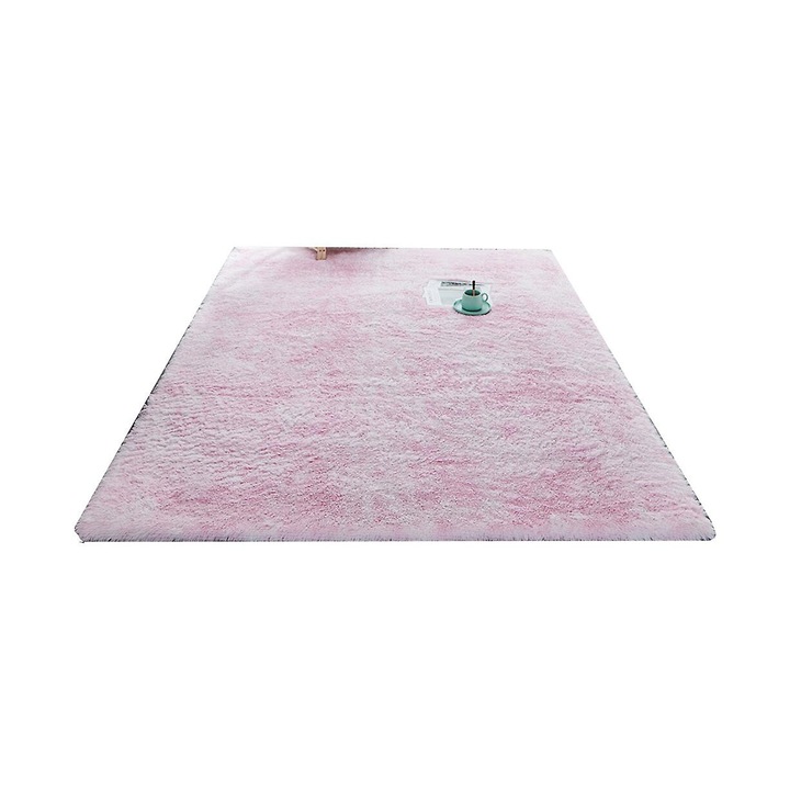 Овален килим за спалня, ултра мек, розов, плюс, 50x160 см