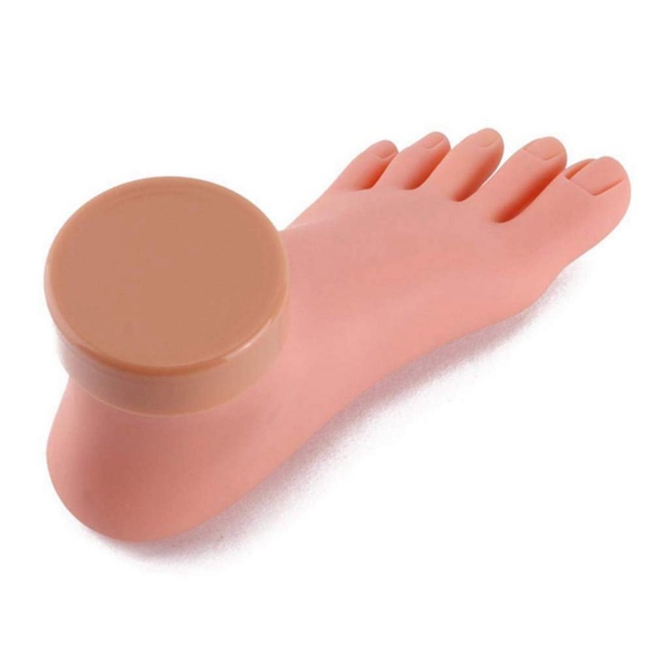 Manechin din plastic pentru manichiura, model picior stang, culoarea pielii, material PVC
