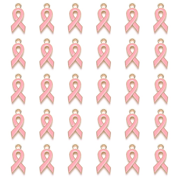 Set 30 pandantive, aliaj, roz, 10x20mm