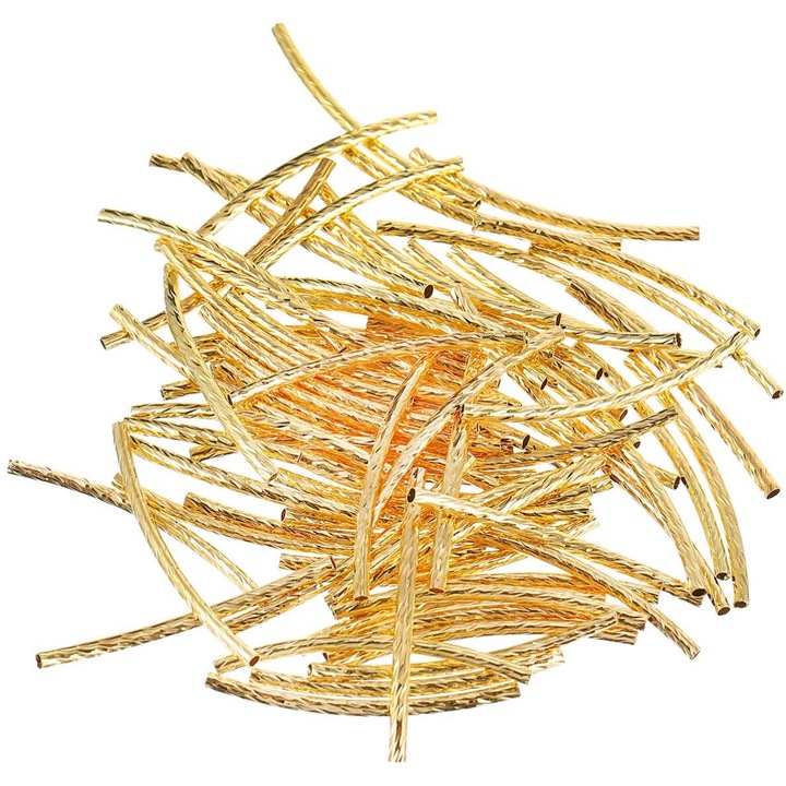 Set 200 Tuburi pentru bijuterii, Cupru, Auriu, 25mm