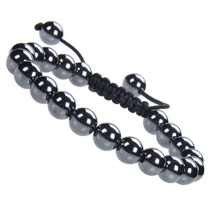 Bratara dama, ajustabila, Pietre 7-Chakra, 8mm, negru, 18.5x26.4cm