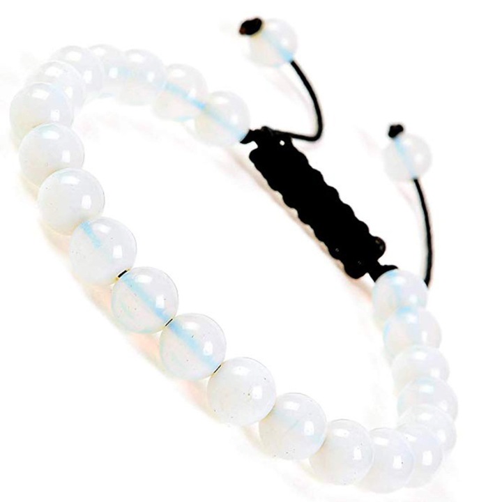 Bratara dama, ajustabila, Pietre 7-Chakra, alb, 8mm, 18.5x26.4cm