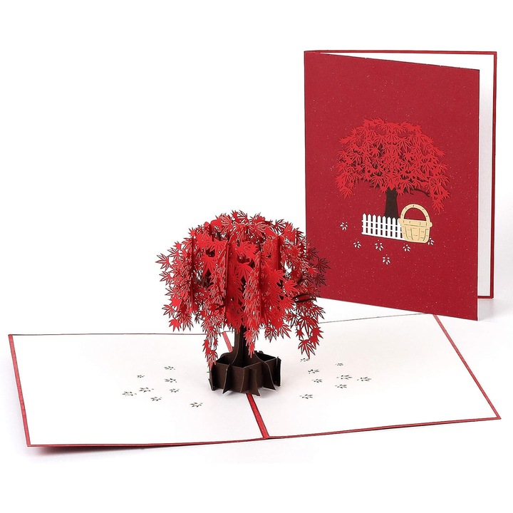 Felicitare 3D Pop Up, Fara Text, Frunze Artar, Ocazii Multiple