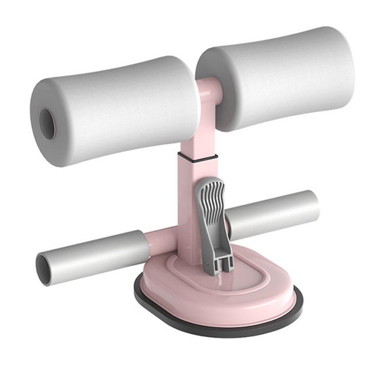 Aparat pentru abdomene, cauciuc/fier/spuma, reglabil, 14.5x18x27cm, gri/roz