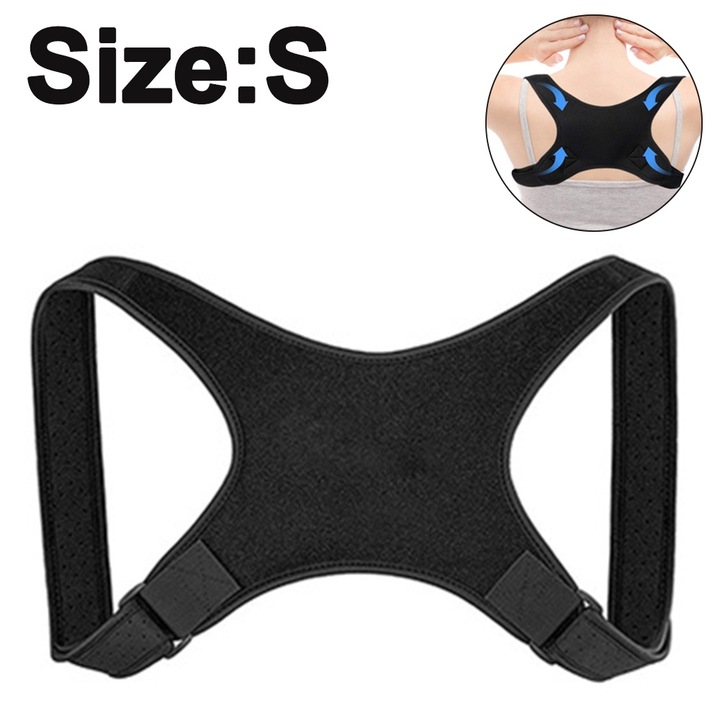 Corector de postura, pentru clavicula, neopren, negru, S