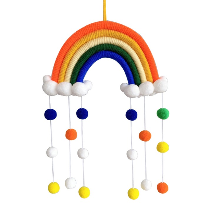 Curcubeu decorativ din dantela pentru camera copiilor, cu bile ajustabile, multicolor