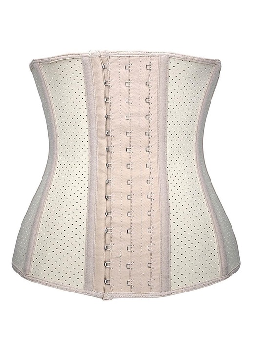 Corset modelator talie cu latex, 3 straturi, bumbac/spandex, bej, Bej