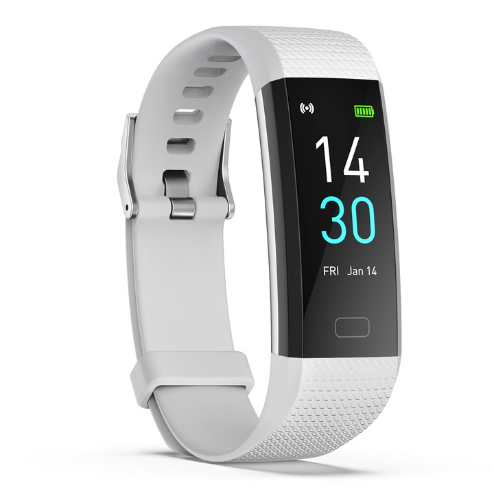 Bratara fitness S5, i4FIT®, Ecran tactil de 0.96 Inch TFT, Notificari APP, Pendometru, Tensiune arteriala, Oxiometru, Sedentarism, Glicemie, Temperatura, Ritm cardiac, Control camera, IP 68, 16 moduri sportive, Albastru