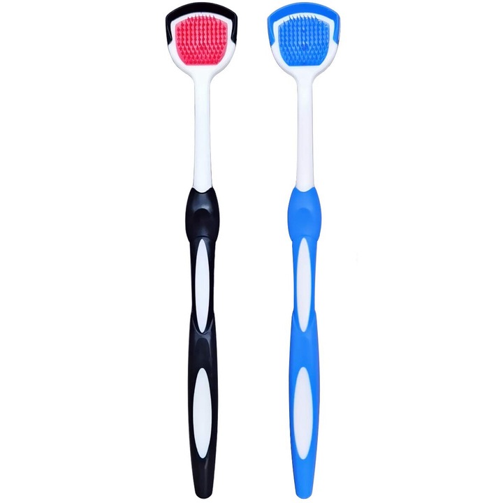 2 db nyelvkefe készlet, többszínű, ergonomikus kialakítású