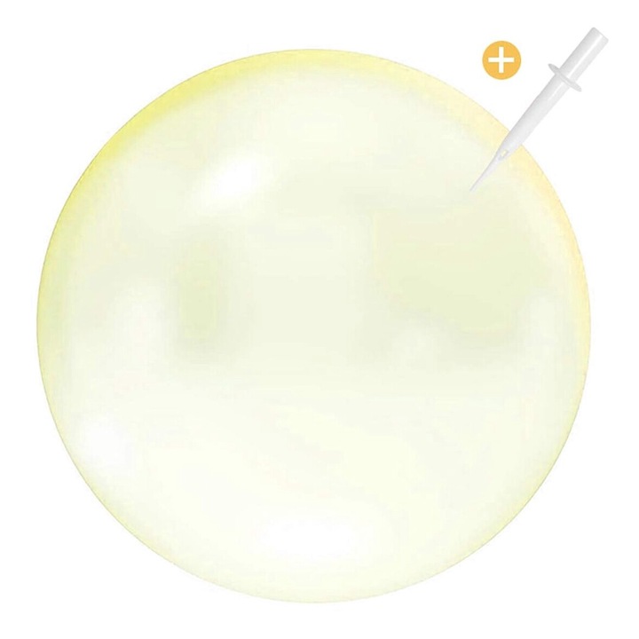 Плажен балон гигант, 120 см, жълт, с надуваема тръба, 390 гр.