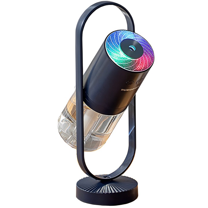 Jormftte hordozható mini párásító, 2 párásítási mód, 360°-os forgatás, többszínű LED, USB