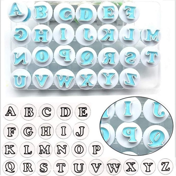 Set 26 forme prajituri HERUSI litere majuscule colorate 26 piese