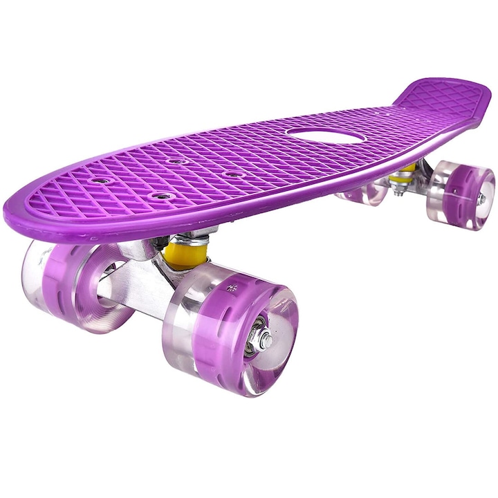 Mini Cruiser gördeszka könnyű kerekekkel, polipropilén, lila, 56x15x9cm