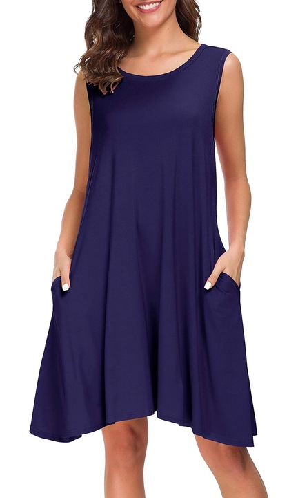 Rochie dama, JeiibrZui, Rayon/Spandex, Albastru, L