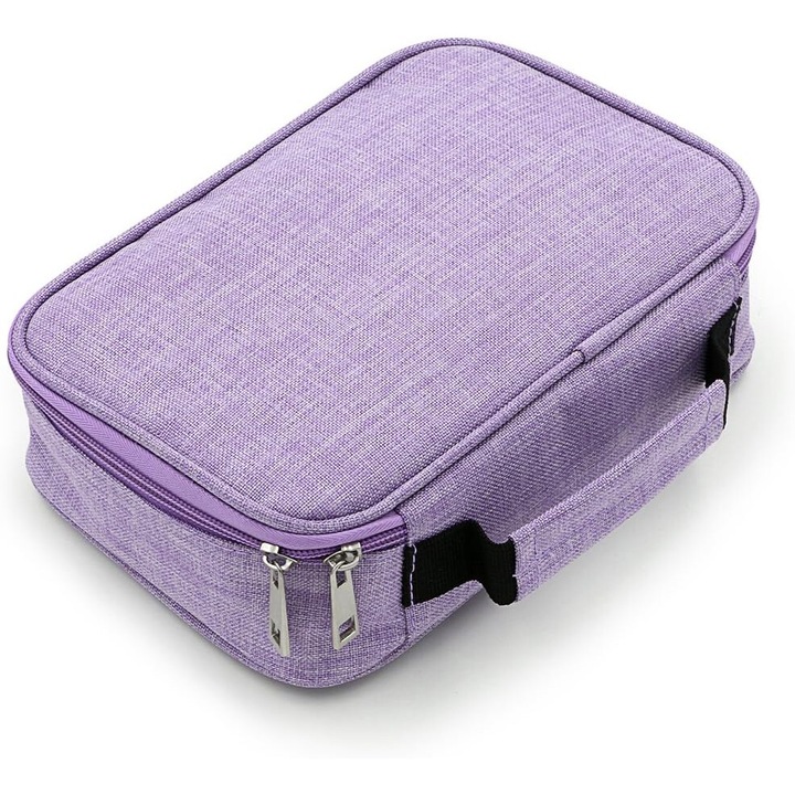 Penar multifunctional, capacitate mare, 72 de sloturi, mov, 23x16x7cm