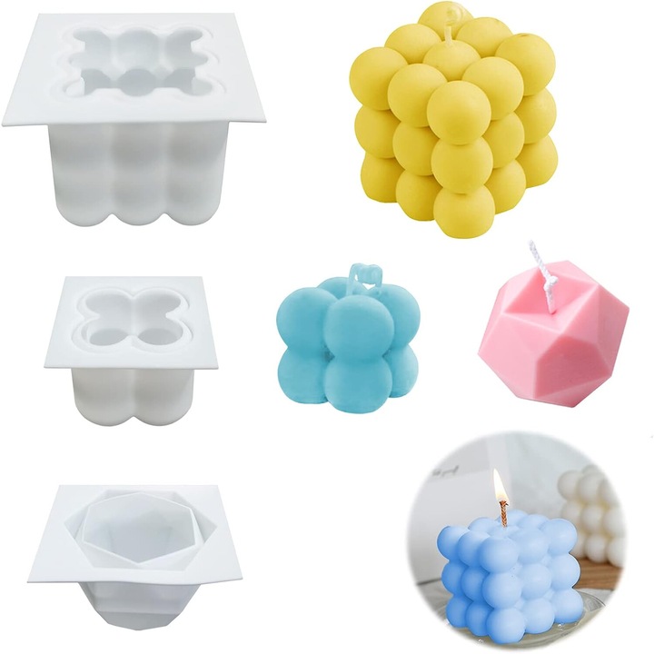 Set 3 matrite pentru lumanari Cozevdnt, Silicon, Multicolor