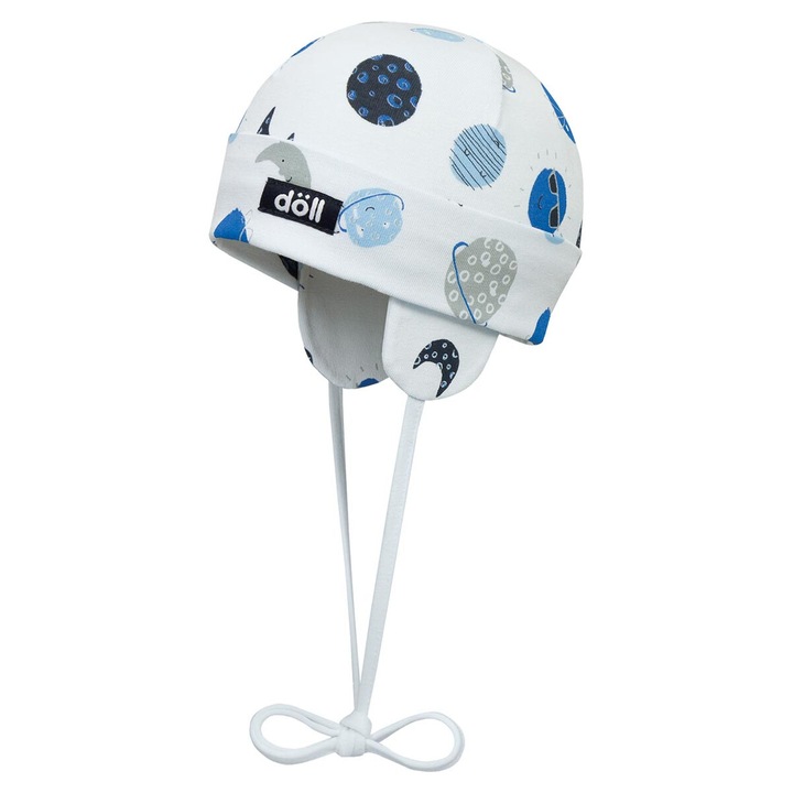 Детска шапка, КУКЛА, Памук, Шарена, Бяла/Синя, Бял