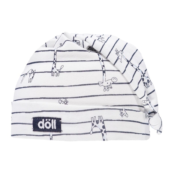 Caciula copii DOLL cu model, Alb/Bleumarin