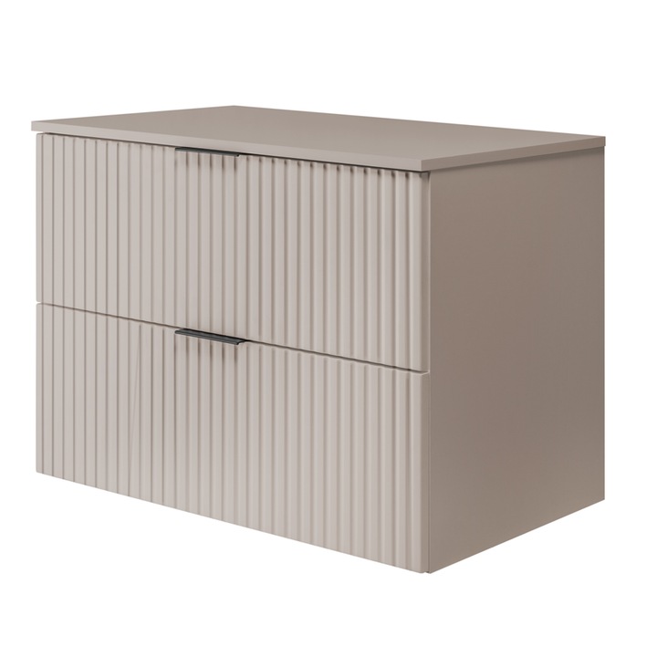 Мебели за баня RODAN Flow, Релефна предна част, Шкафове 80x57x46см, Кашмир, Черен/Златист