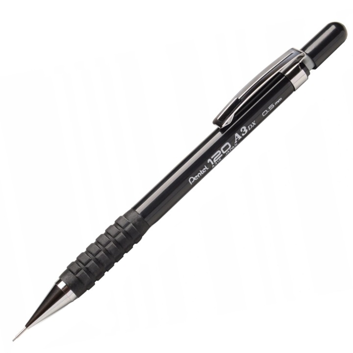 Creion mecanic, Pentel, ABS / Otel / Cauciuc, 0.5 mm, Ergonomic, Negru