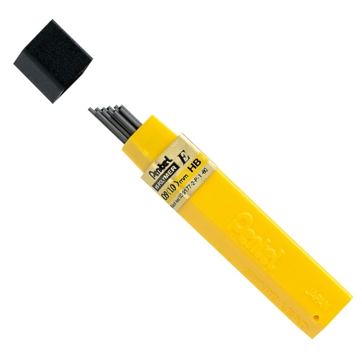 Графит Pentel 0.9 мм 2B, комплект от 12, за хартия и картон