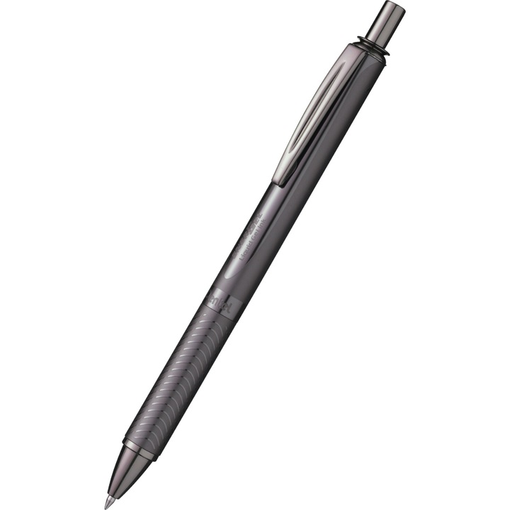 Pix cu gel Pentel Energel Sterling, scriere fina, corp aluminiu, albastru, 0.7mm