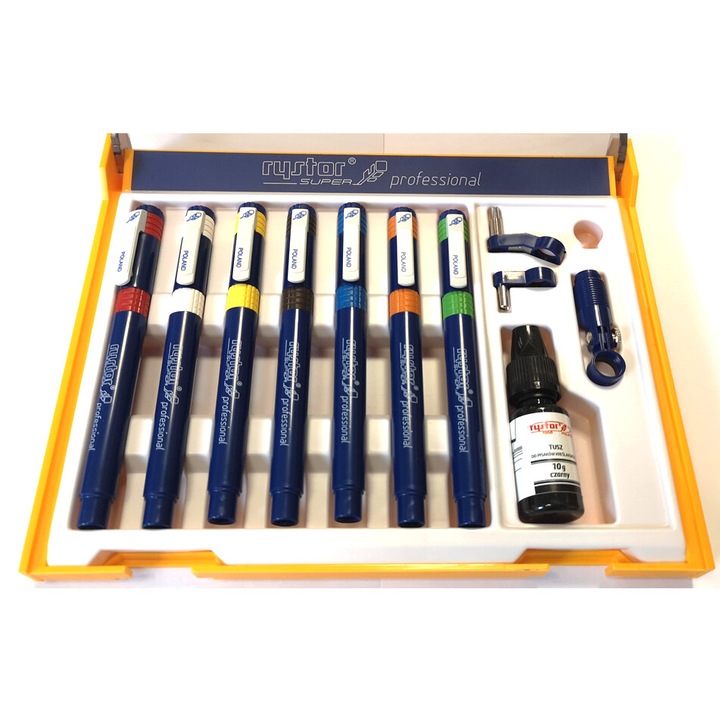 Set pentru scris, 7 piese, negru, etui plastic