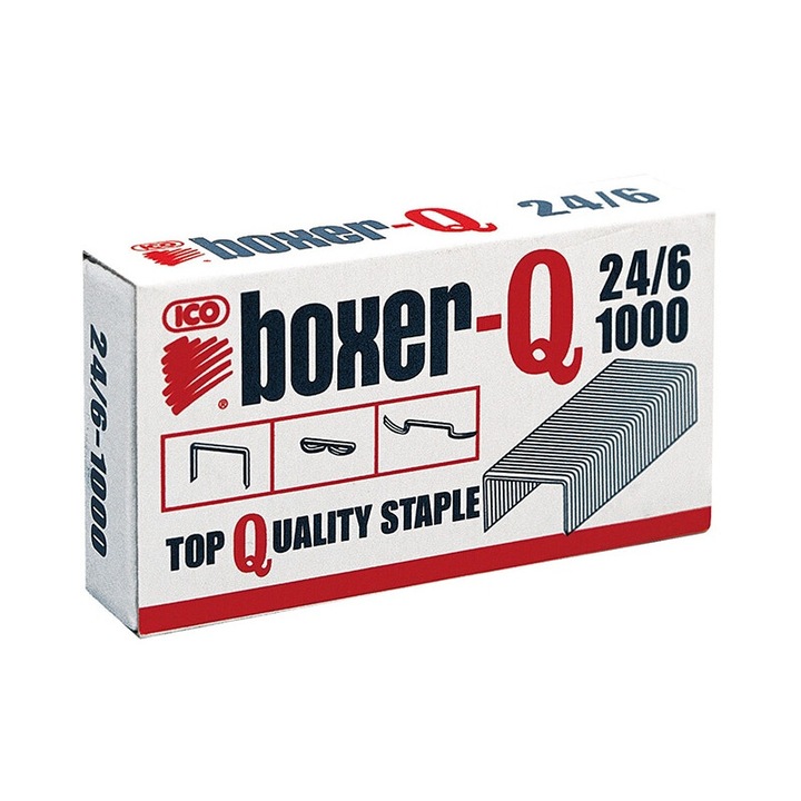 Set 10 pachete cu cate 1000 capse Boxer 24/6, metal, argintiu