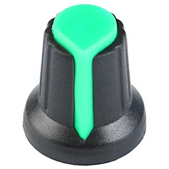 Buton potentiometru SE, plastic, verde/negru, 6mm
