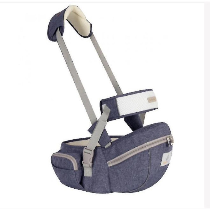 Marsupiu ergonomic pentru bebe cu suport lombar si spatiu de depozitare, gri, reflectorizant