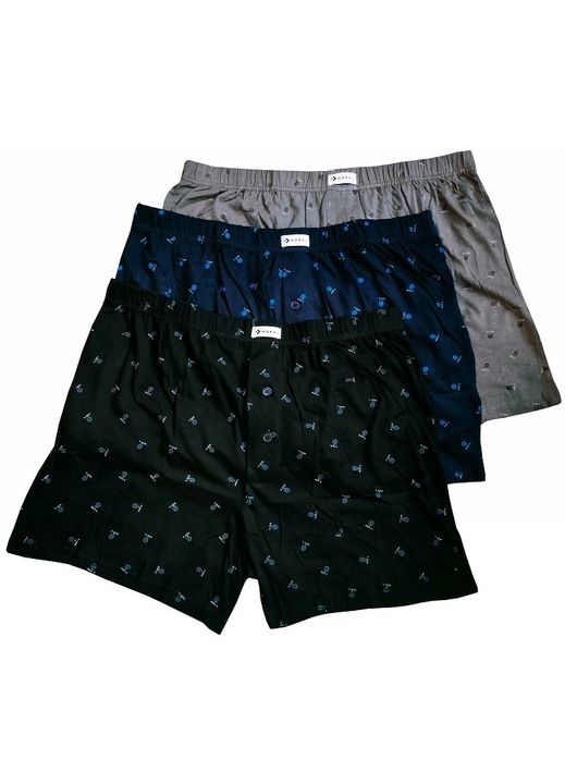 Set 3 perechi boxeri barbati, Moraj, Bumbac, Multicolor, Multicolor, M