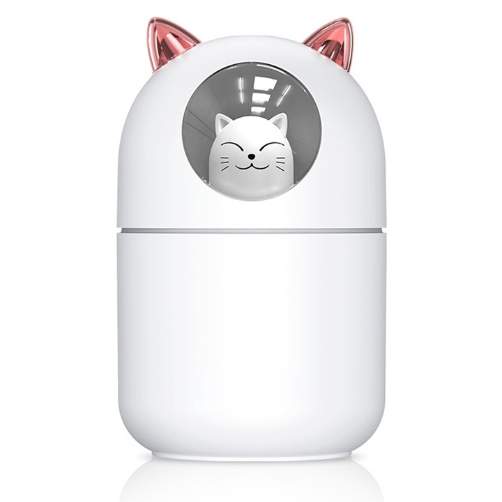 Mini hordozható párásító, fehér, automatikus kikapcsolás, USB
