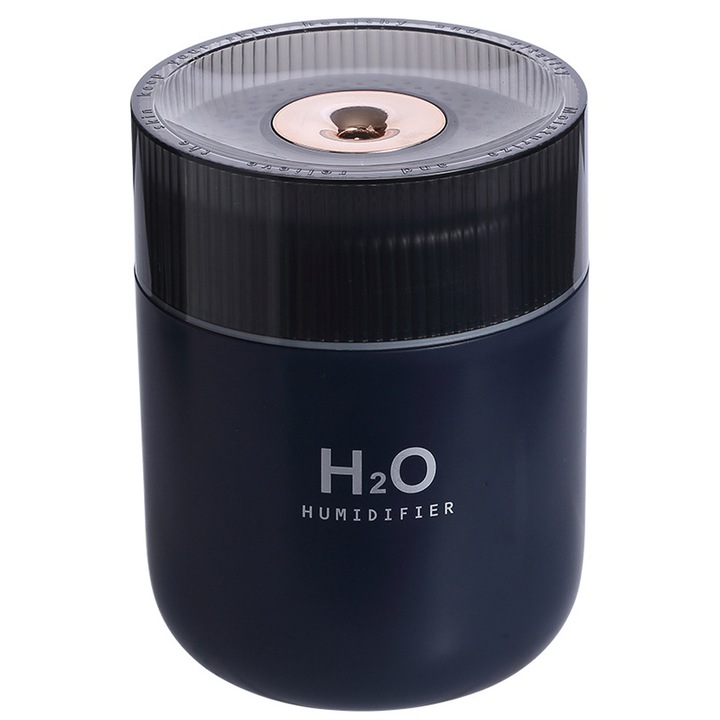 Hordozható párásító éjszakai fénnyel, USB-vel, csendes működéssel, űrtartalom 380 ml, kék