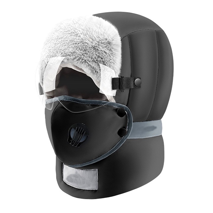 Jormftte unisex téli sapka, teljes arcmaszkkal és védőszemüveggel, vízálló, fekete