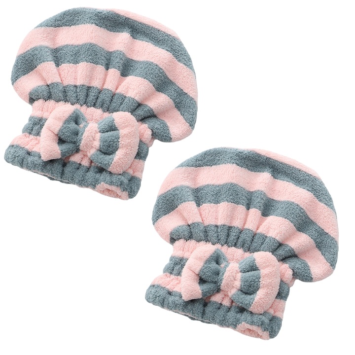 Пакет от 2 кърпи за коса за жени, тюрбан за коса с бързо съхнене за мокра коса