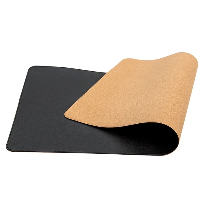 Mousepad, Piele Ecologica, Impermeabil, Antiderapant, Negru, 60x30cm