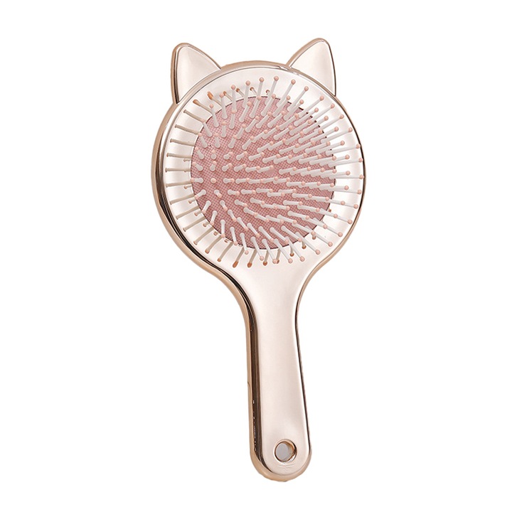 Perie de par portabila, pentru toate tipurile de par, anti-statica, culoare champagne, dimensiune mica