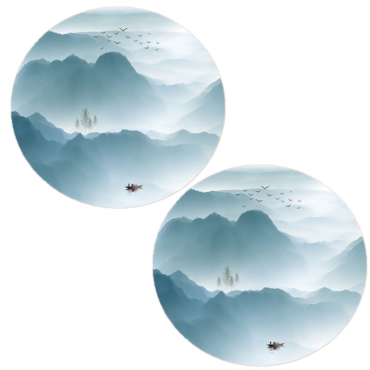 2 bucati de pad de mouse rotund in stil chinezesc pentru jocuri, pentru birou, 20 cm, stil 5