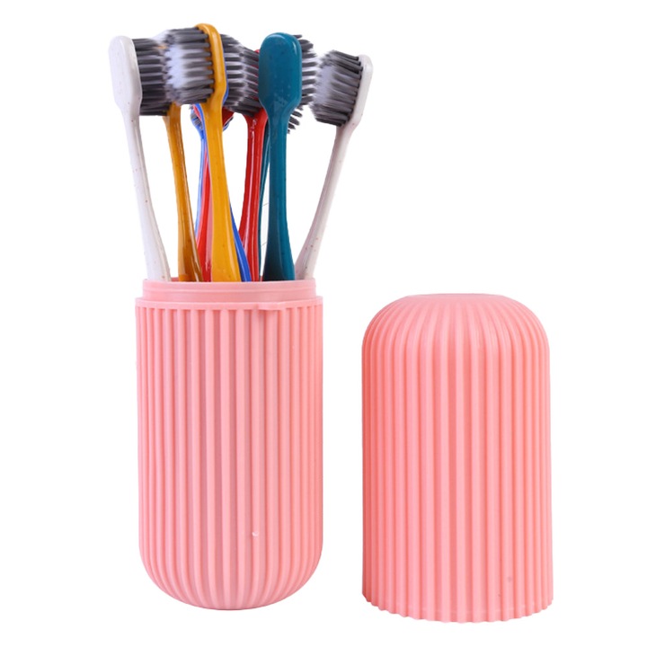 10 darabos felnőtt fogkefekészlet, tartóval, puha sörtékkel, többszínű