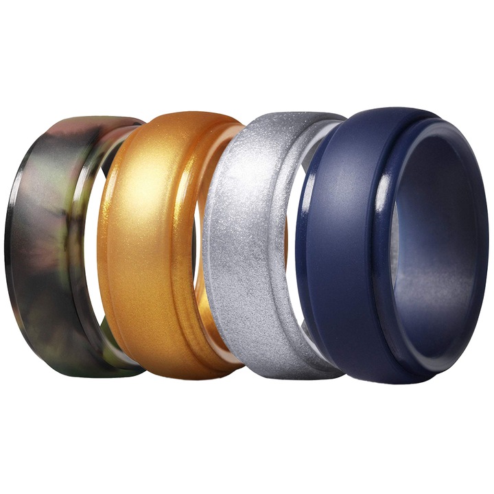 Set 4 verighete barbati QttvbTna, silicon, multicolor